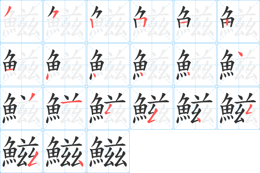 鰦的笔顺分步演示